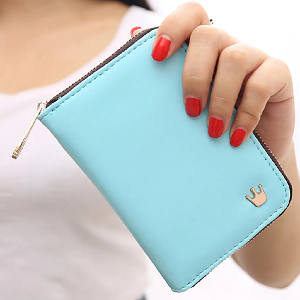 MOLAVE Wallet Women Fashion Short Zipper Crown Decorated Mini Money Purses Coin Purse Card Holder Bag leather 2019DEC31 | Багаж и сумки