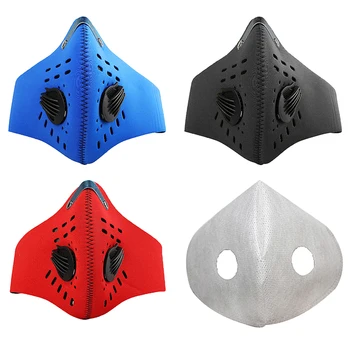 

Half Cycling Face Mask Bicycle Anti-Pollution Dust Filter Skiing Gym Muffle Double Air Breathing Valve Training Running Mask