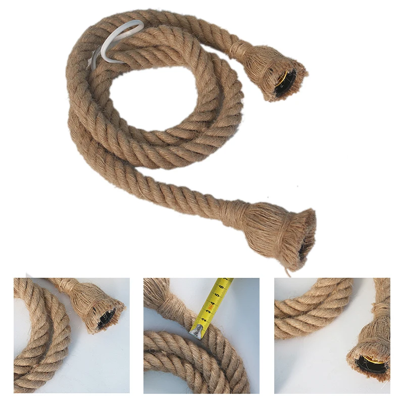 

Pendant Lamp Decoration E27 Ceiling Rustic Living Room Bar Lighting 220V Hemp Rope Chandelier Wiring Vintage Art Hanging