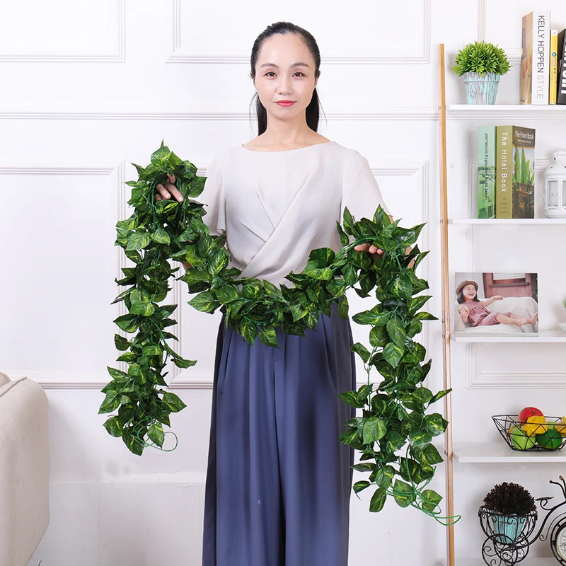

Green Leaf Vine Pseudogreen Plant Vine Wire Beautifying Green Leaf Indoor Simulated Leaf Plastic Decoration Vine Flower