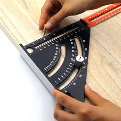 Woodworking Tools Folding Triangle Ruler Carpenter Square Layout Tool Precision Goniometer Multi-angle Measurement