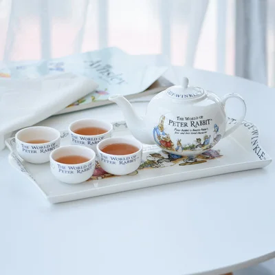 

English Afternoon Tea Set European Cute Rabbit Cartoon Creative Ceramics Teacup And Teapot Tray Home Drinkware Gift Set