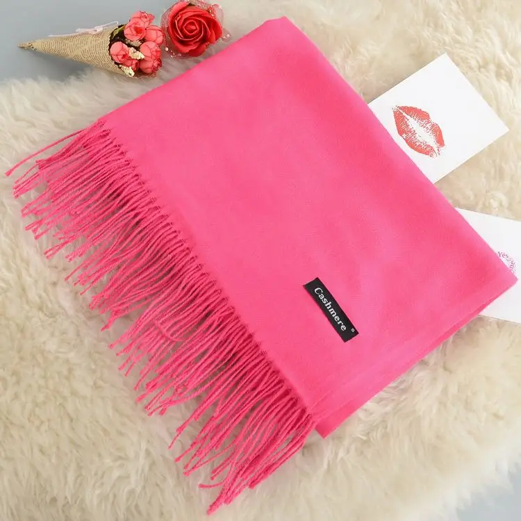 Rose red Scarf Кашемировый женский шарф новая теплая шаль Foulard Femme пашмины платок Шерстяной палантин голова шеи длинные зимние шарфы для женщин - Цвет: Rose red Scarf