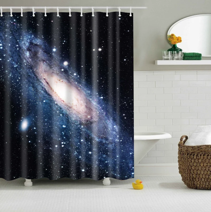 Space Nebula Universe Pattern Bathroom Polyester Fabric Shower Curtain 71Inches 