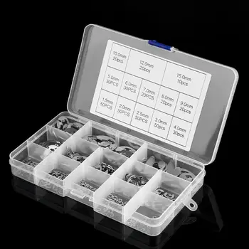 

400pcs/box E Shape Retaining Ring Circlip Stainless Steel E Clip Set M1.5-M15 Replacement Assortment Repair Kit