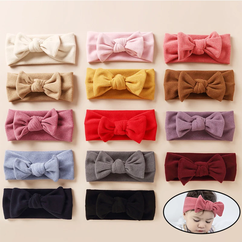 Autumn Winter Solid Color Baby Headbands Girls Twisted knotted Elastic Hairbands Cotton Baby girls Headbands Hair accessories