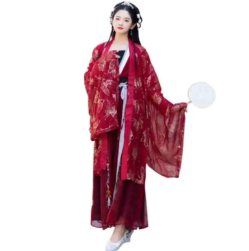 Женское Красное роскошное пальто Hanfu старинное китайское винтажное нарядное
