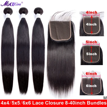 

5x5 Closure with Bundles Straight Human Hair Bundles with Closure 6x6 Closure and Bundles 30 inch Bundles with Closure Non-Remy