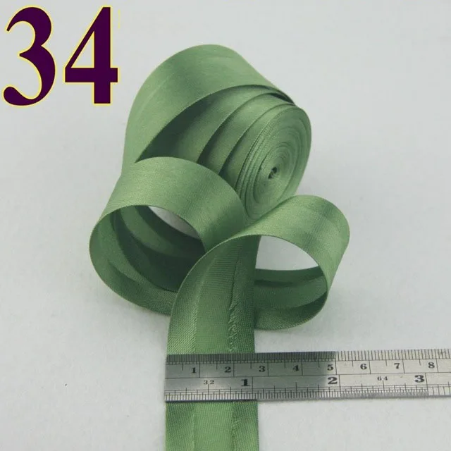 25 мм(") сатиновая яркая проглаженная Однослойная полиэфирная косая лента для привязки скатерти для одежды, стеганое одеяло, аксессуары для шитья - Цвет: 34