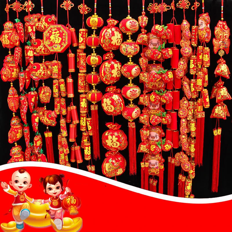 Подвески с красным ворсом Чили в китайском стиле подвески рыбным помпоном