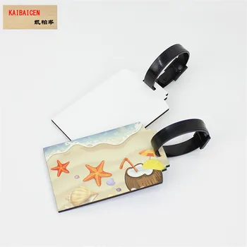 

15pcs/lot Sublimation Blank MDF wooden luggage tags with punch hole transfer custom luggage tag DIY consumables both sides Print