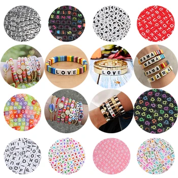 

200/300/500PCS Mixed Russian Letter Acrylic Beads Square Cube Alphabet Beads For Jewelry Making Handmade Diy Bracelet