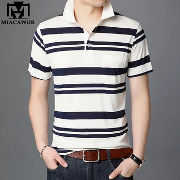 

2020 New Polo Shirt Men Fashion Striped Poloshirt Summer Short Sleeve Casual Tee Shirt Homme Mens Clothes T876