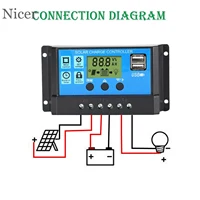 Solar Charge Controller PWM 60A 50A 40A Solar Power Regulator 12V 24V Auto Dual USB LCD Display Load Discharger Smart Homes Tool