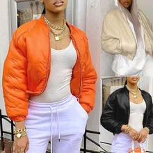 

Oversize European American Fashion Women Loose Casual Warm Round Neck Thick Puffer Padded Quilted Cropped Short Jacket Coat