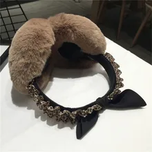 Складные женские наушники, Корейская версия милых женских забавных зимних наушников, повязка на голову из искусственного меха, леопардовые теплые плюшевые вечерние наушники