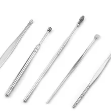 Новинка 100, набор из 5 предметов, набор для чистки ушей из нержавеющей стали, Ушная палочка, восковая кюретка для удаления ушей, ложка для чистки ушей, спиральный инструмент для чистки ушей