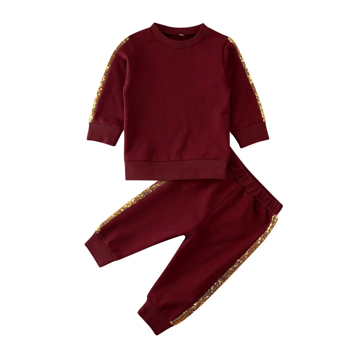 Красный 1-6Y Toddler Baby Girl Winter Clothes Sets Print Pullover T-shirt Tops Long Pants Tracksuit Outfit Set - Цвет: Красный