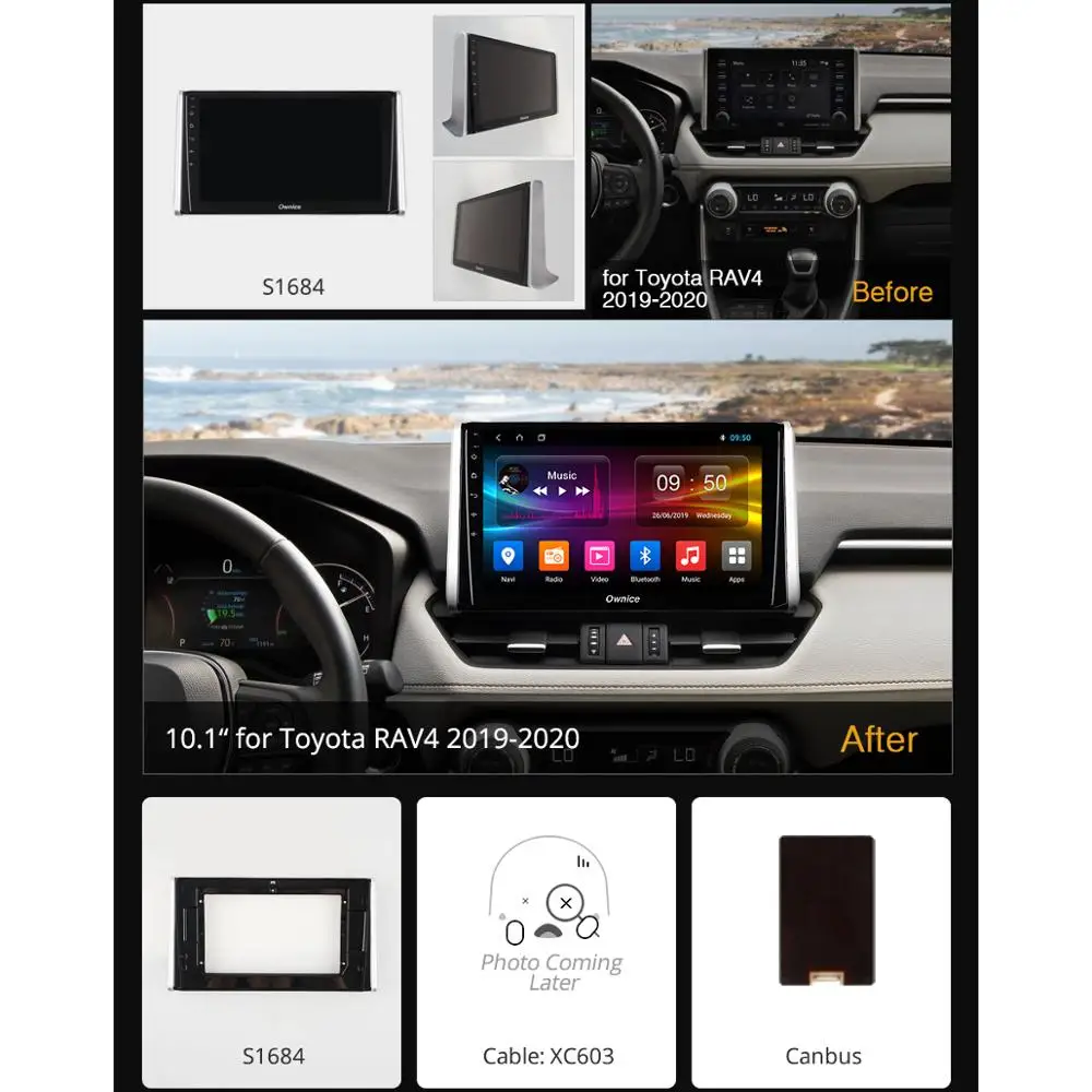 Perfect 360° Panoramic Android 9.0 8Core 4G+64G SPDIF DSP CarPlay Car Multimedia Player for Toyota RAV4 2019 2020 GPS Navigation Radio 1