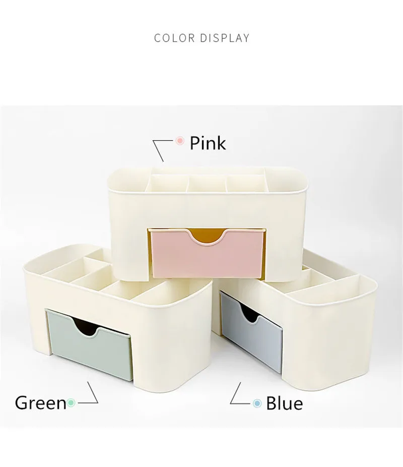 3 цвета Настольный ящик для хранения пластиковые ножницы ювелирные украшения для макияжа лак для ногтей Ручка кисти для макияжа дизайн
