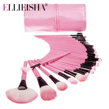 

ELLIEISHA Pink Makeup brushes set Professional Natural goat hair brushes Foundation Powder Contour Eyeshadow make up brushes