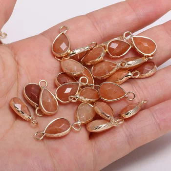 

Natural Stone Faceted Red Jades Pendants Water drop shape Exquisite Charms for Jewelry Making Diy earring necklace accessories