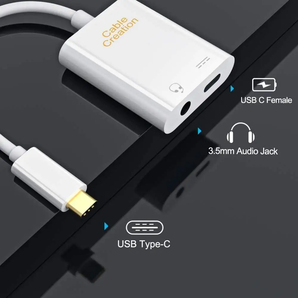 2 in 1 USB C to 3 5mm Headphone Audio Adapter with USB C Female Charging Port Compatible for Phone Pixel 3 3XL S9 Note 9 LG G5