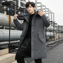 Новая зимняя мужская куртка длинная Корейская утолщенная Повседневная пуховая куртка с капюшоном