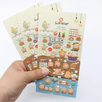

Children Stationery Sticker Cartoon Potato Life 3D Bubble Sticker Notepad Mobile Phone Scrapbook Gift Decoration Stickers 3pcs