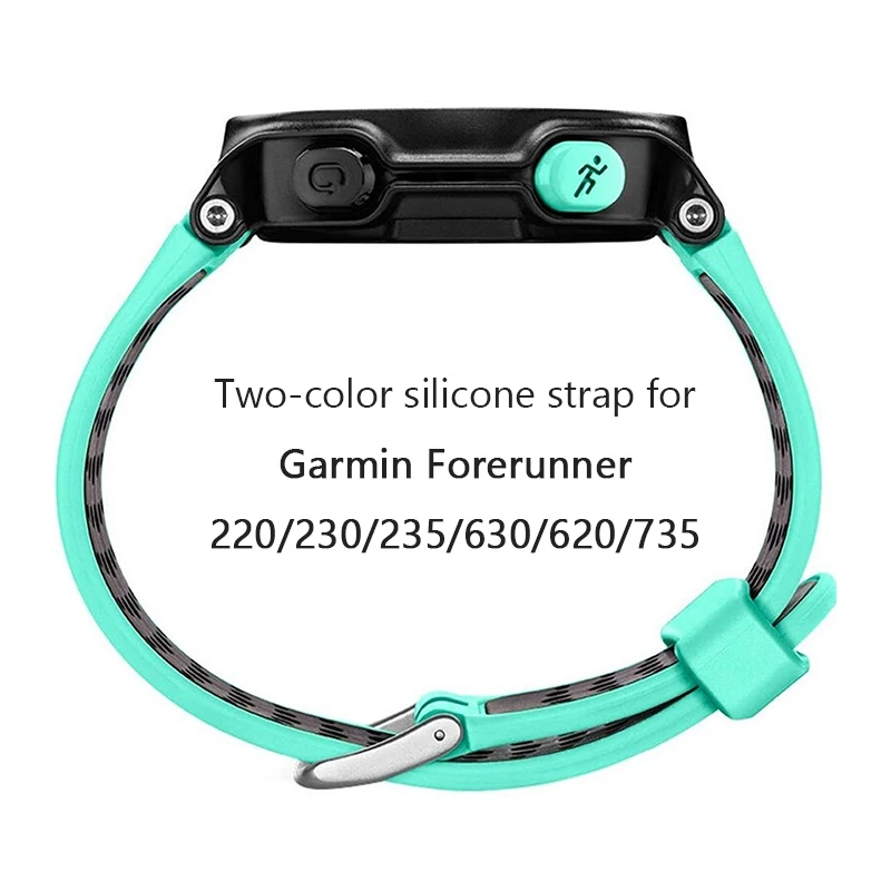 Силиконовый браслет ремешок для Garmin forerunner 220 230 235 620 630 735 ремешок для часов аксессуары дышащий двухцветный браслет