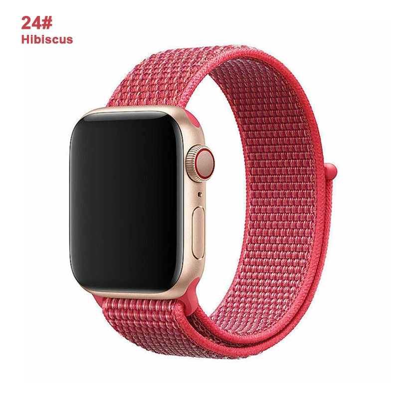 Нейлоновый ремешок для Apple Watch Series 4 5 3 2 1 мягкая дышащая Спортивная петля для iWatch 42 мм 44 мм 38 мм 40 мм браслет для часов - Цвет ремешка: 24
