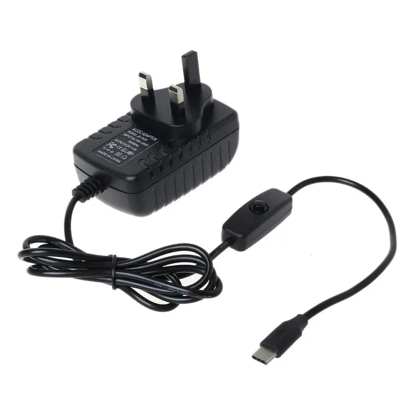 Тип C адаптер питания USB C зарядное устройство вкл/выкл переключатель для Raspberry Pi 4 Модель B - Цвет: UK