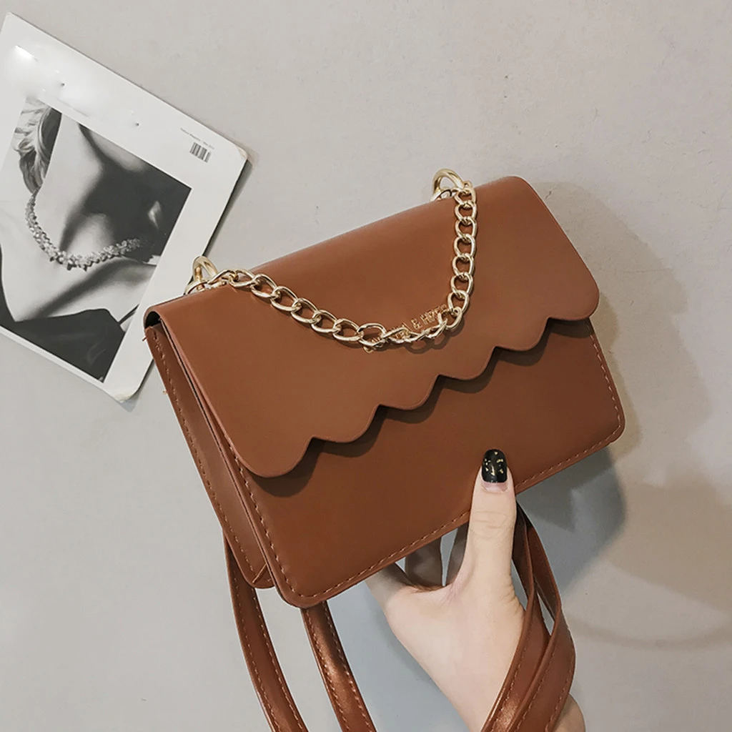 Simple Flap Shoulder Fashion Women Bag Leather Bags Girls Pure Color Mini Messenger Chest Cross Body Handbags Bolsa Feminina 820