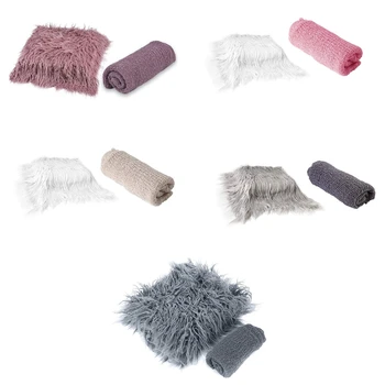 

60 x 50cm Newborn Baby Baby Photography Blanket Fake Wool Carpet Blanket Plush Photography Background Props Basket Filling Fille