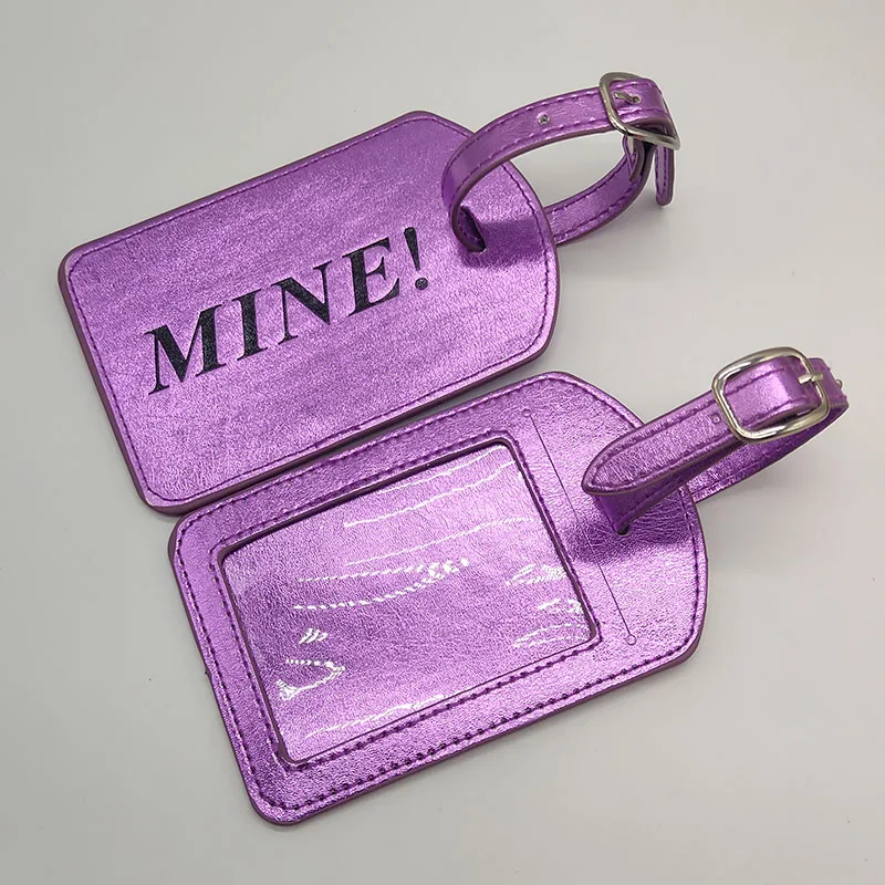 Модная блестящая фиолетовая Кожаная сумка с подвеской, аксессуары для путешествий, кожзам, чемодан, проверенный адрес посадки, багажная этикетка, ПУ багажная бирка