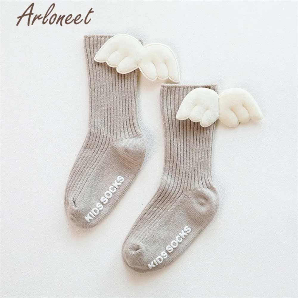 ARLONEET носки для малышей нескользящие носки для девочек с героями мультфильмов детские хлопковые носки с крыльями ангела для девочек, осенне-зимние носки, кроссовки