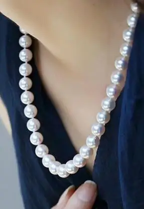 

noble jewelry 9-10mm south seas round white pearl necklace 45cm 14K gold