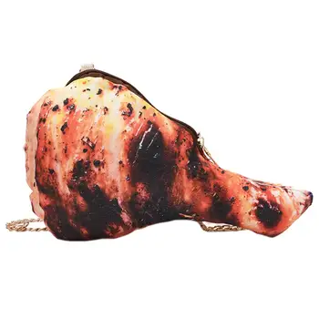 

Funny Brick Chicken Leg 3D Print Women Zipper Chain Crossbody Shoulder Bag