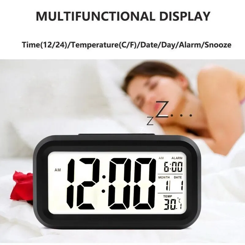 Large Display With Calendar For Home Office Travel Table Clock Snooze Electronic Kids Clock LED Desktop Digital Clocks