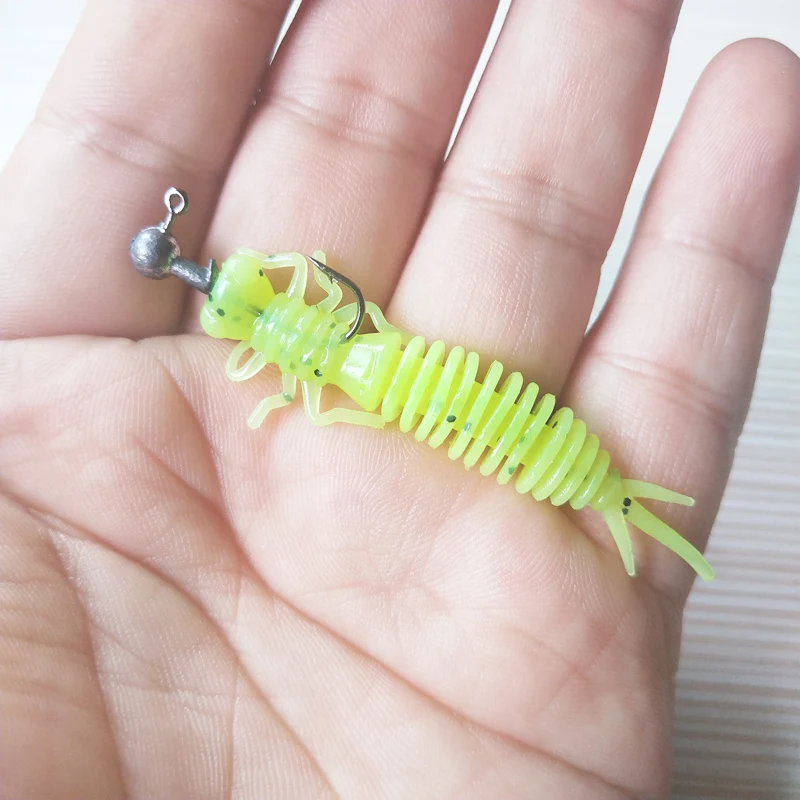POETRYYI Larva Soft Lures 60mm Artificial Lures Fishing Worm Silicone Bass Pike Minnow Swimbait Jigging Plastic Baits 30
