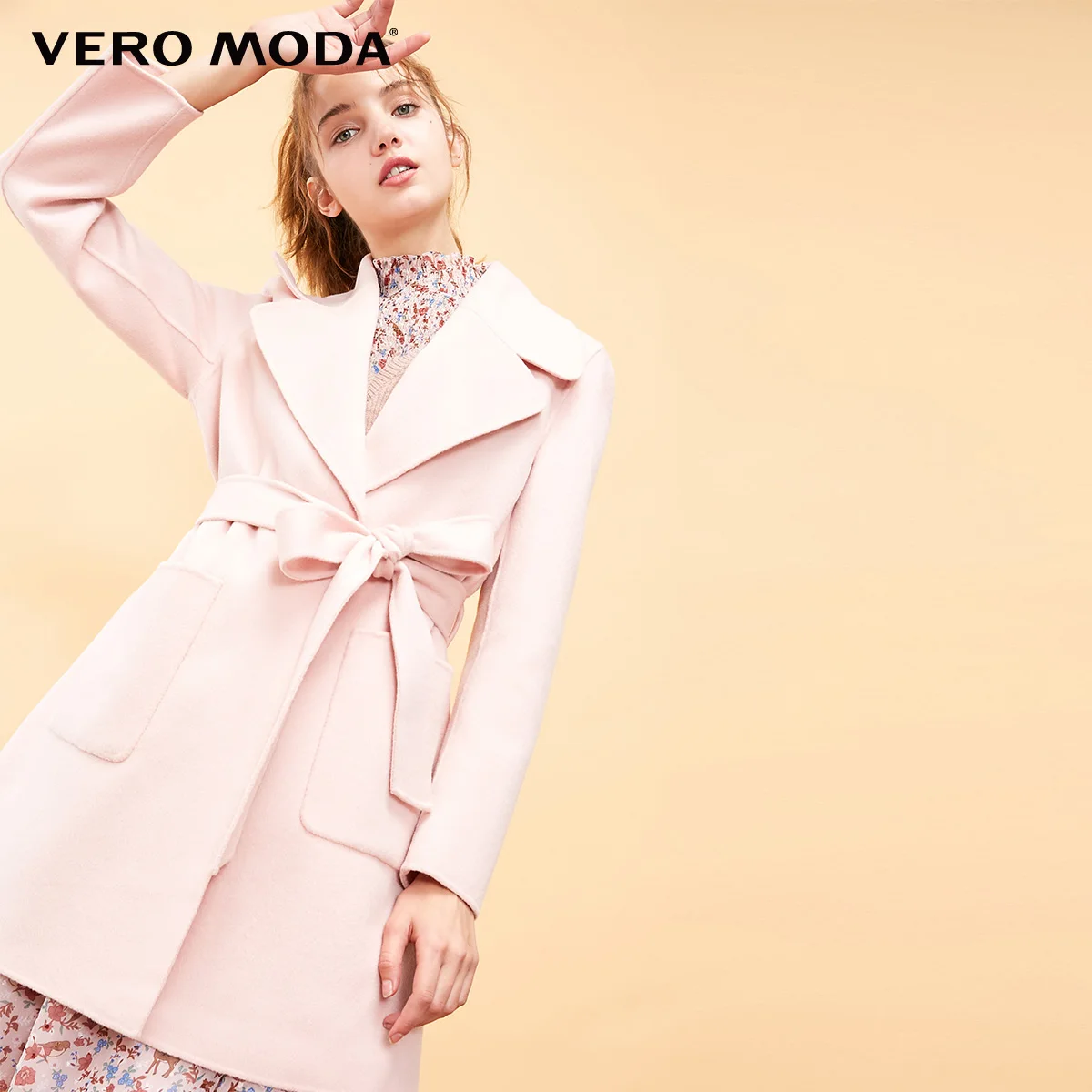 Vero Moda Женская Осень 61% шерсть Чистый простой пальто шерстяное пальто | 318327528 - Цвет: Rose smoke