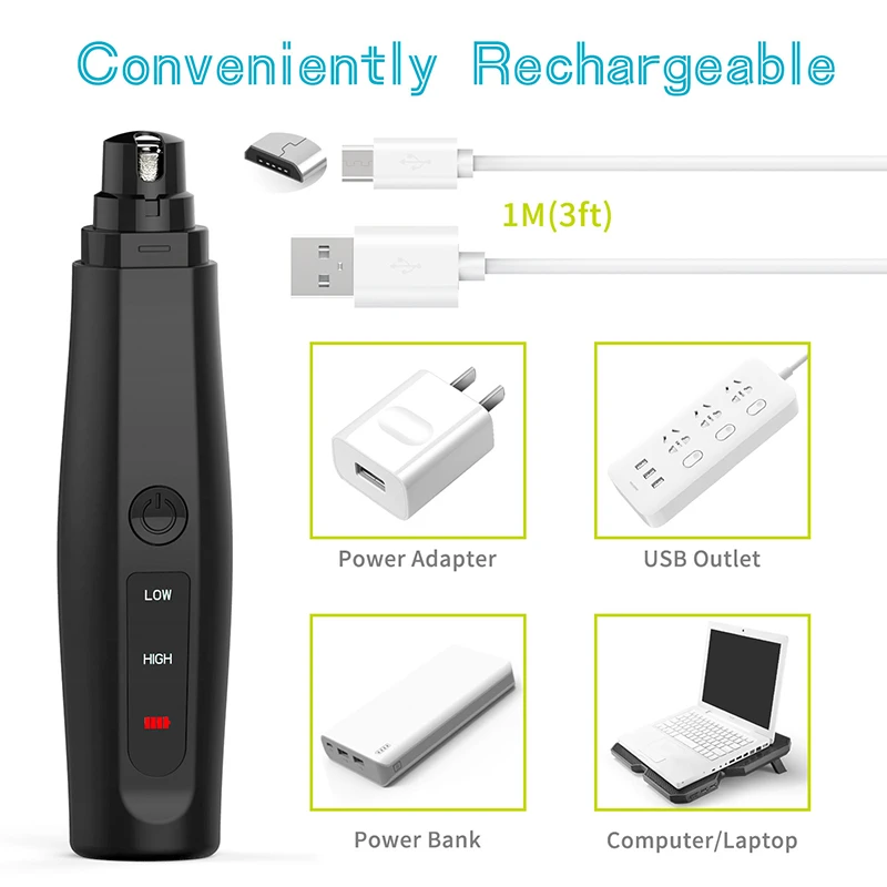 Benepaw Electric Dog Nail Grinder Portable USB Rechargeable Pet Paw Painless Grooming Trimming For Small Medium Large Dogs