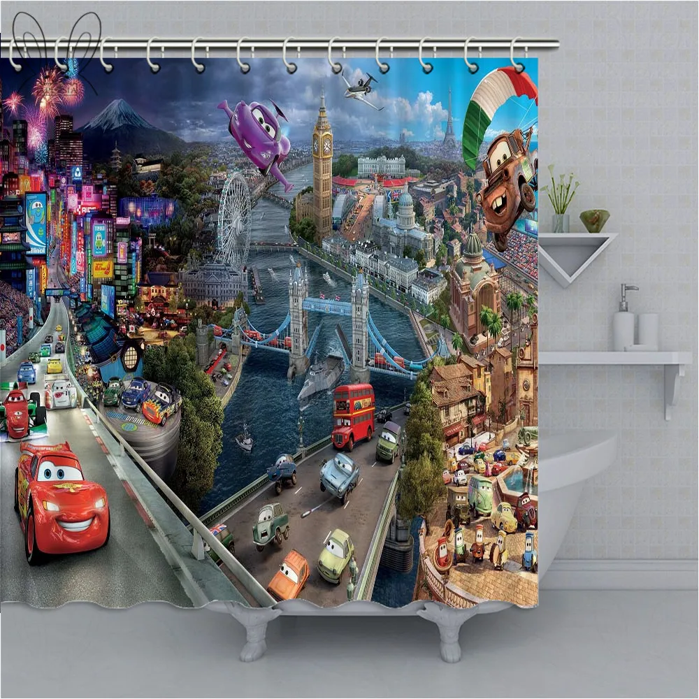 APLYSIA занавеска для душа Pixar Автомобили ванная комната плесени-доказательство утолщенной ванной Душ наборы занавесок с крючками