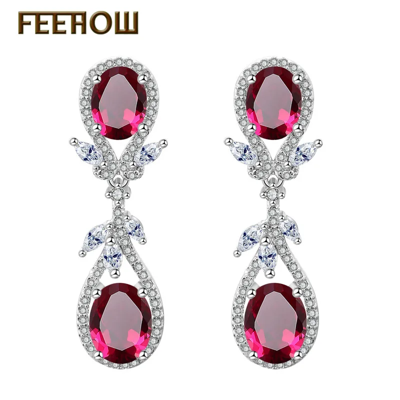 Женские винтажные серьги FEEHOW длинные капельки из чистого кубического циркония с