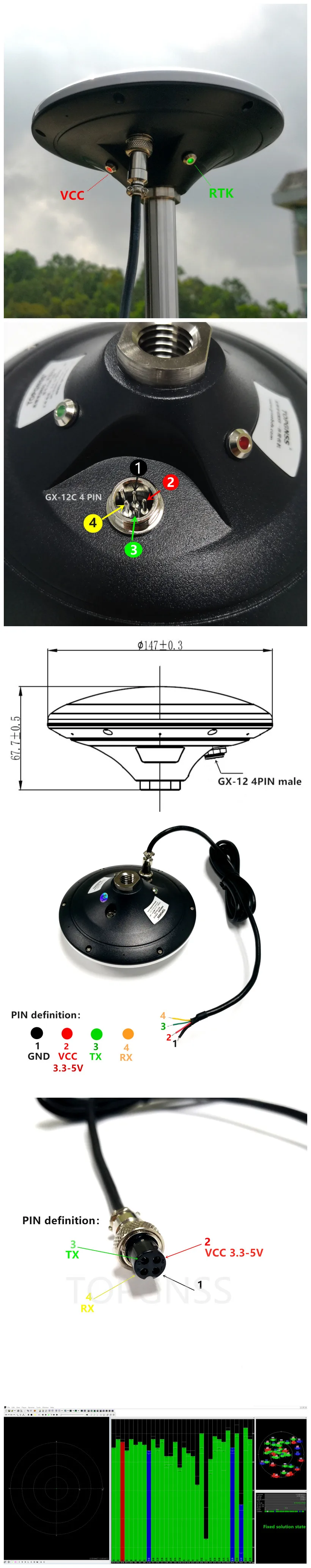 RTK GNSS приёмник модуль антенны UART ttl уровень сантиметр точность DIY разъем 5 в NMEA0183 RTCM ZED-F9P