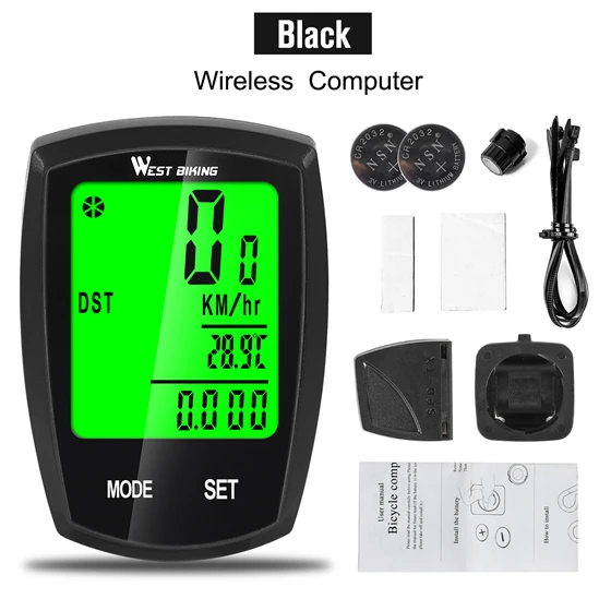 WEST BIKING Bike Computer Wireless Speedometer Odometer Waterproof LCD U5J6
