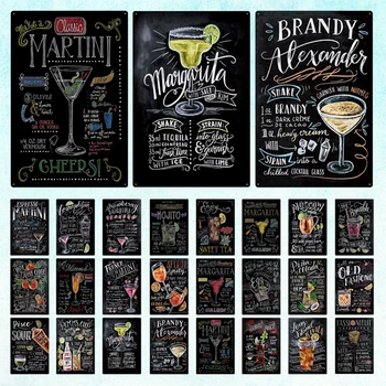 

Cocktail Glasses Poster Vintage Metal Sign Tin Sign Decorative Plaque Wall Decor Bar Pub Man Cave Kitchen Decoration
