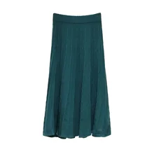 Новинка! осенне-зимние теплые плиссированные юбки с высокой эластичной талией, черные элегантные длинные вязаные юбки