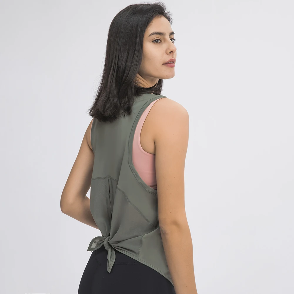 SHINBENE Back Mesh Patchwork Sport Vest Women Loose Fit Solid Yoga Fitness Vest Breathable O-neck Gym Athletic Tank Tops XS-XL