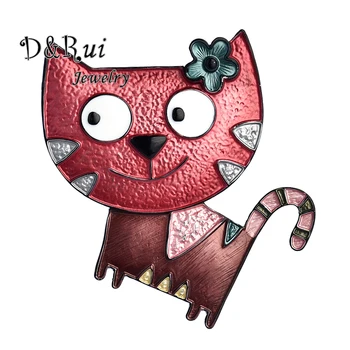 

D&Rui Jewelry Cute Big Face Cat Brooch and Pin for Kid Gift New Design Funny Animal Pins Fashion Enamel Brooches Unisex Broches